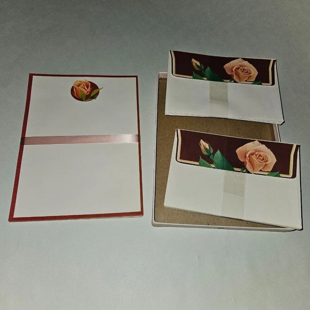VTG American Greetings Rose Stationery Decorated Plain Sheets Envelopes Lot READ